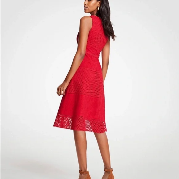 - Ann Taylor Mixed Eyelet Dress Size 8 - Picture 2 of 4